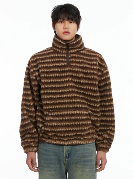 mens-warm-fleece-striped-quarter-zip-up-ij512