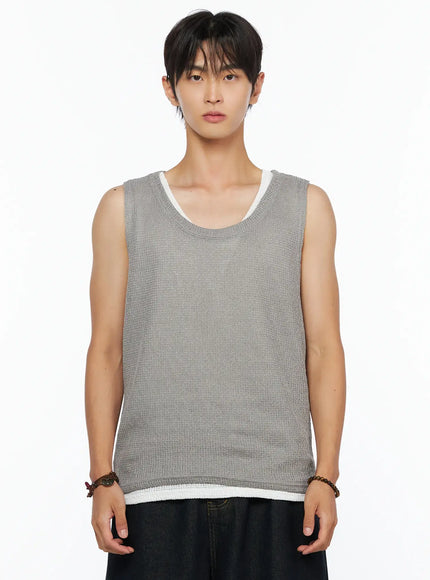 Men's Waffle Knit Layered Tank IL515