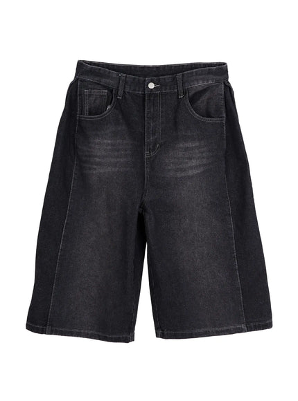 mens-long-bermuda-cropped-jeans-iu510 / Black
