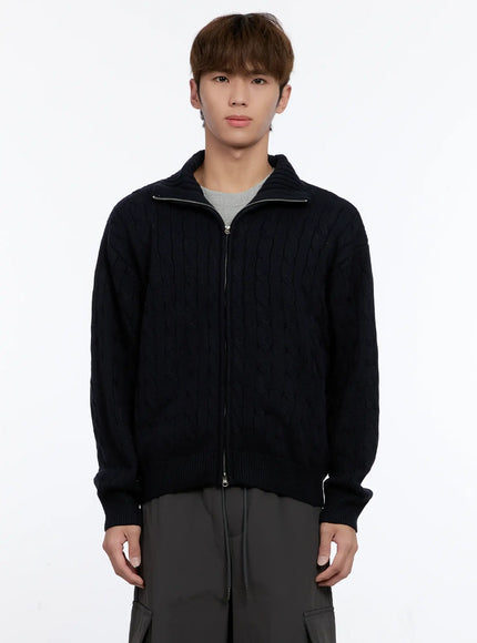 mens-cable-zip-up-sweater-in512 / Dark blue