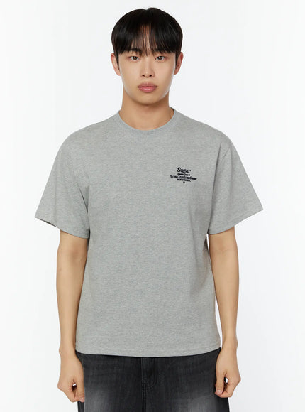 mens-trendy-crew-neck-graphic-tee-iu515 / Gray