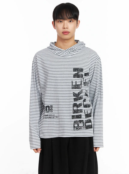 mens-striped-graphic-hoodie-im516 / Gray