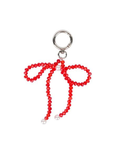 beaded-ribbon-keychain-is516 / Red