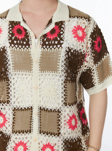 mens-crochet-knit-short-sleeve-cardigan-iy525