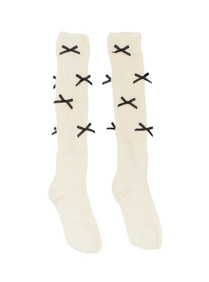 ribbon-knee-high-socks-io517 / Beige