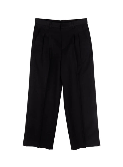 mens-pintuck-wide-leg-trousers-is519 / Black