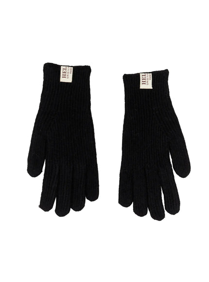 smart-touch-ribbed-knit-gloves-in512 / Black