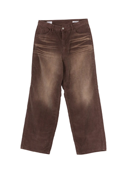 mens-black-washed-wide-corduroy-pants-ij521 / Brown