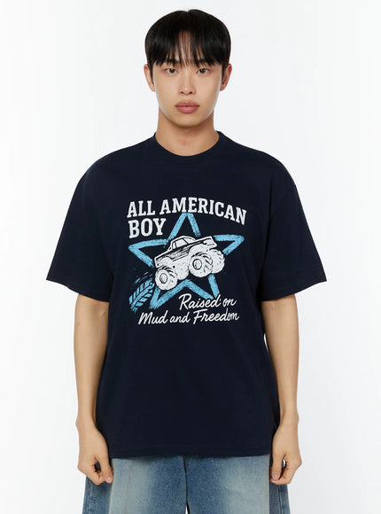 mens-american-graphic-print-t-shirt-iu515 / Dark blue