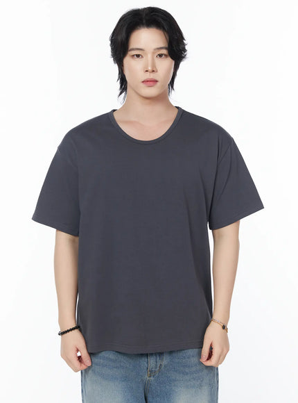 mens-classic-u-neck-t-shirt-iy525 / Dark gray
