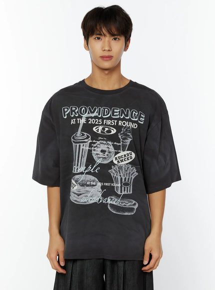 mens-graphic-oversized-tee-iy514 / Dark gray