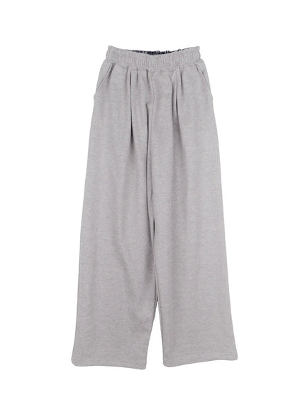 mens-plaid-waistband-sweatpants-io502 / Gray