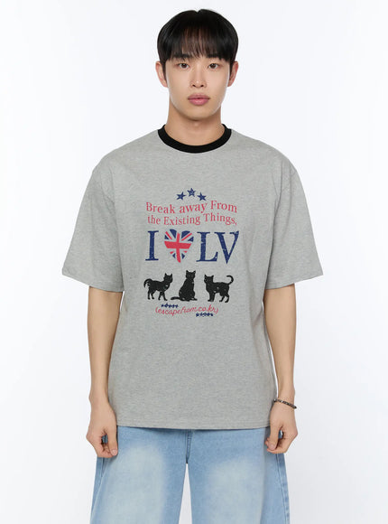 mens-graphic-round-neck-t-shirt-ia520 / Gray