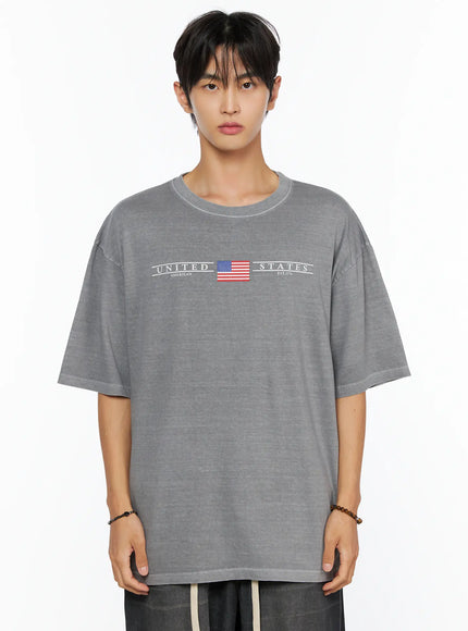 Men's Oversized Flag Graphic T-Shirt IL520