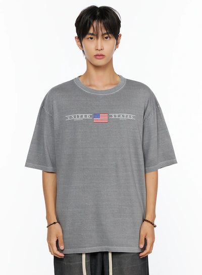 Men's Oversized Flag Graphic T-Shirt IL520