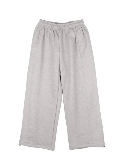 mens-basic-logo-embroidered-fleece-lined-sweatpants-ij512 / Gray