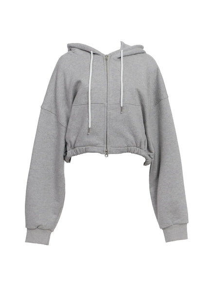 cropped-zip-up-hoodie-io517 / Gray