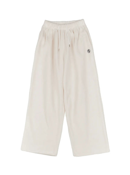 mens-wide-leg-fleece-pants-io528 / Light beige