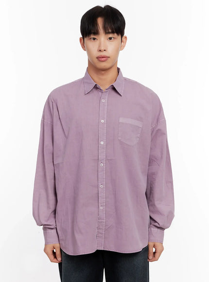 mens-relaxed-fit-blue-cotton-shirt-io528 / Light purple