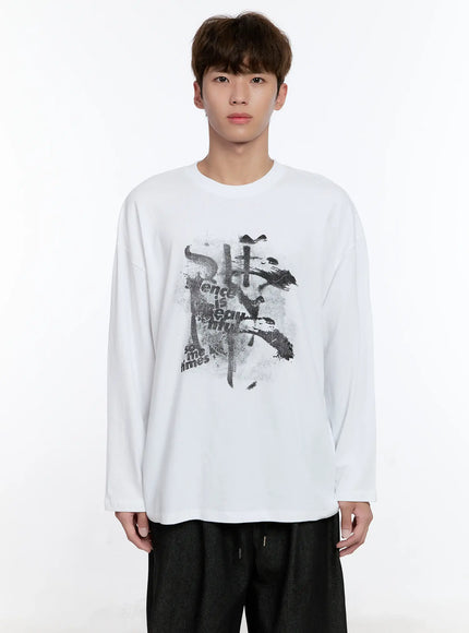mens-retro-print-long-sleeve-tee-is530 / White