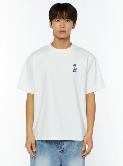 mens-teddy-embroidered-t-shirt-iy508 / White