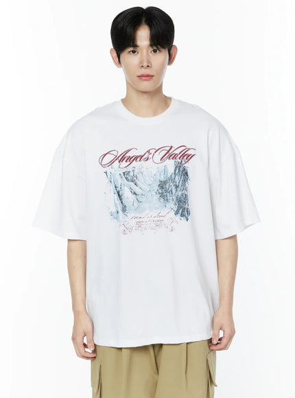 mens-oversized-graphic-print-t-shirt-ia527 / White