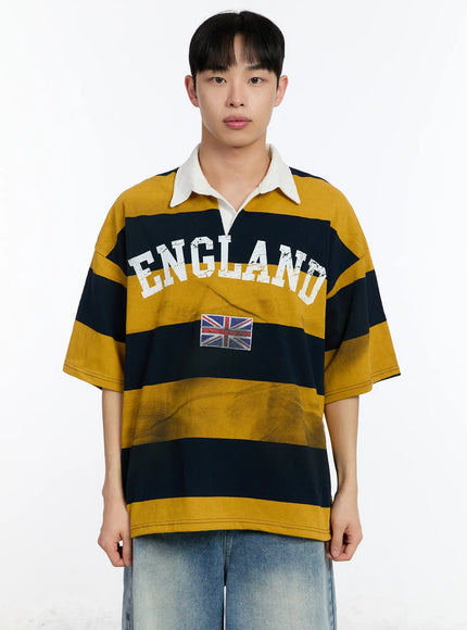 mens-collared-graphic-short-sleeve-shirt-ia507 / Yellow