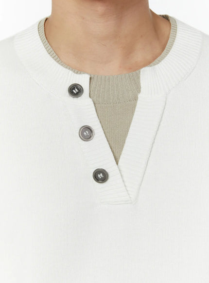 mens-layered-henley-neck-short-sleeve-knit-iu504