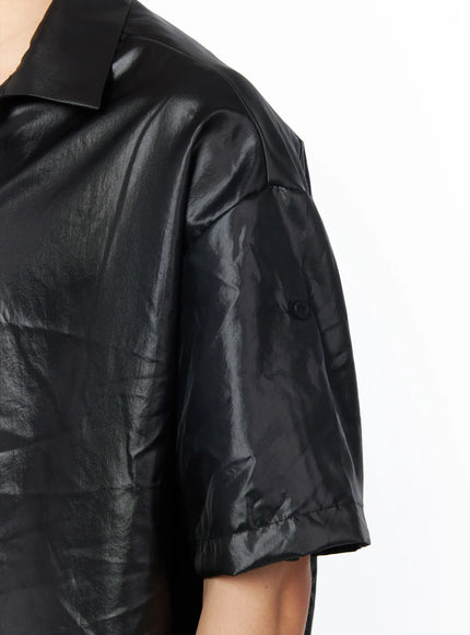 mens-glossy-open-collar-short-sleeve-button-up-shirt-iu510