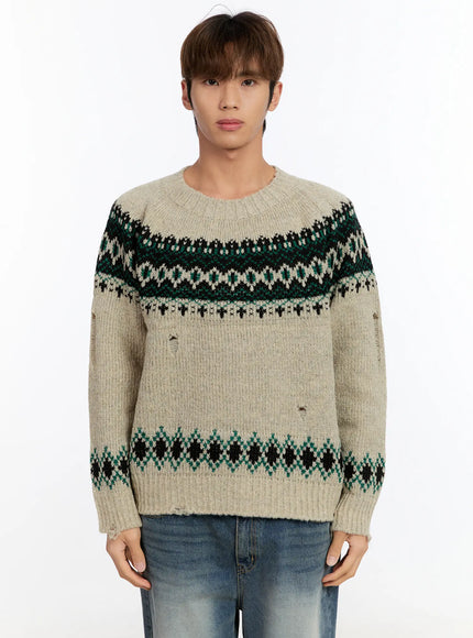 mens-nordic-knit-sweater-in528 / Beige