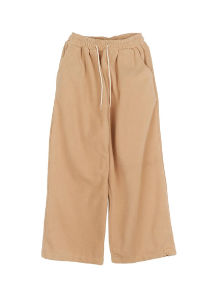 mens-cozy-fleece-wide-sweatpants-ij521 / Beige