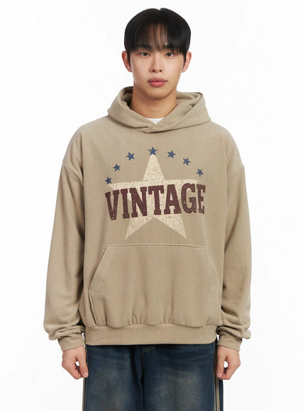 vintage-print-graphic-hoddie-id515 / Beige