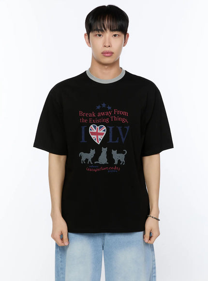 mens-graphic-round-neck-t-shirt-ia520 / Black