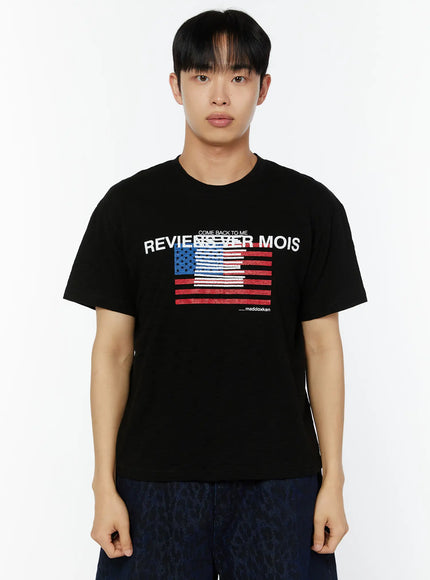 mens-graphic-semi-crop-tee-iu518 / Black
