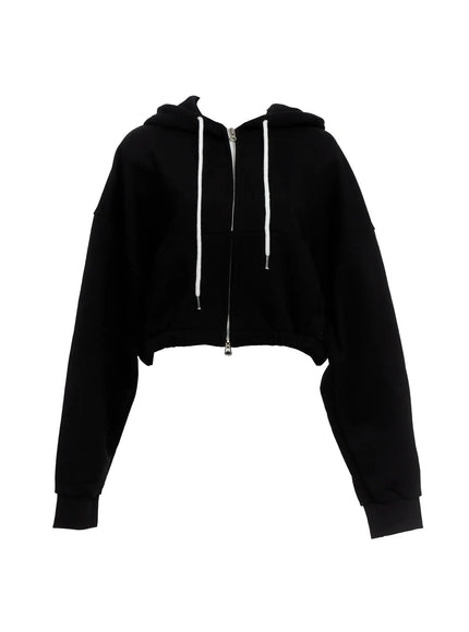 cropped-zip-up-hoodie-io517 / Black