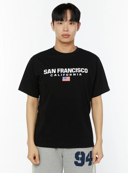 mens-graphic-round-neck-t-shirt-iu518 / Black