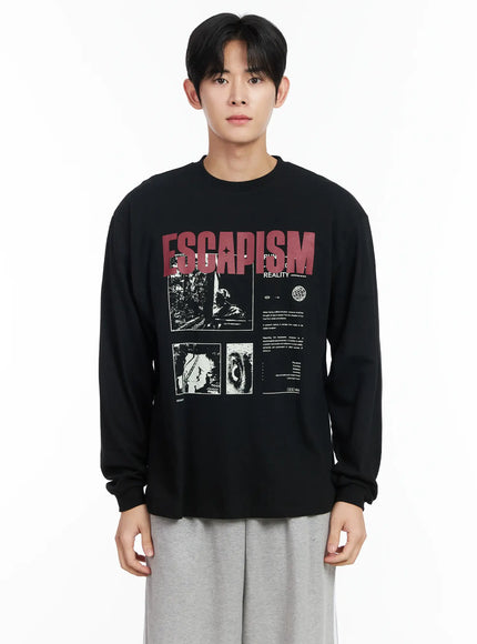 mens-graphic-round-neck-tee-im523 / Black