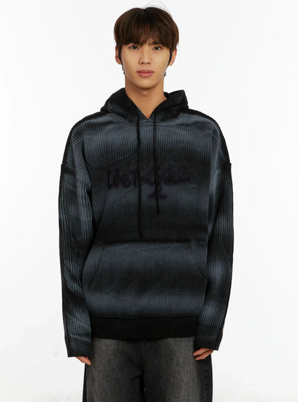 mens-graffiti-knit-hoodie-id524 / Black