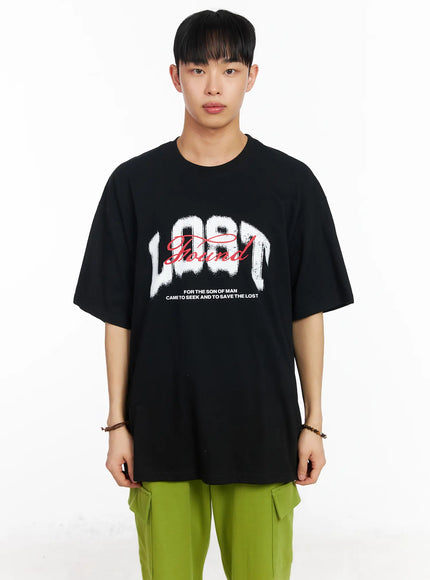 mens-casual-crewneck-graphic-tee-ia501 / Black