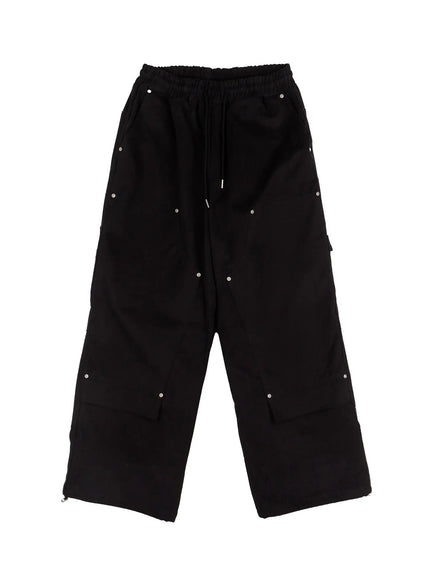 mens-wide-cotton-carpenter-pants-ij521 / Black