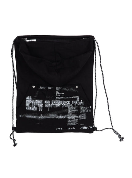 pixel-graphic-hoodie-drawstring-backpack-iu510 / Black