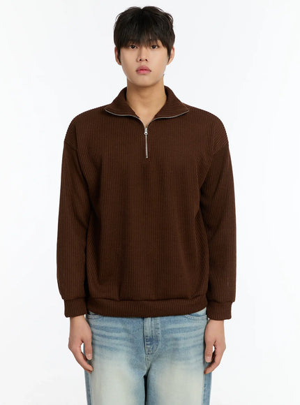 mens-ribbed-knit-pullover-im503 / Brown