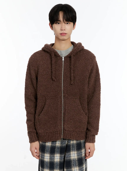 mens-boucle-knit-zip-up-hoodie-id502 / Brown