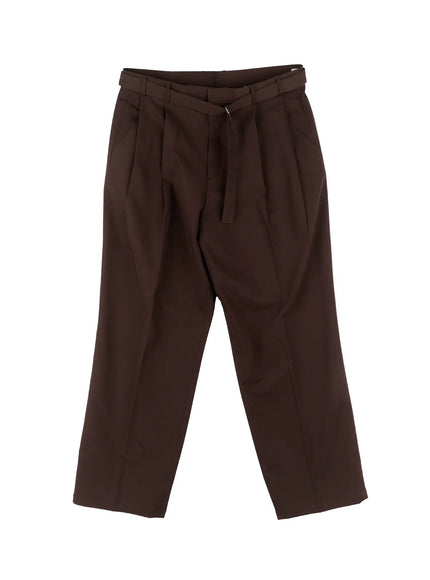 mens-classic-belted-wide-leg-pants-io506 / Brown