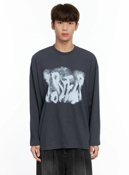 mens-abstract-graffiti-long-sleeve-tee-io502 / Dark gray