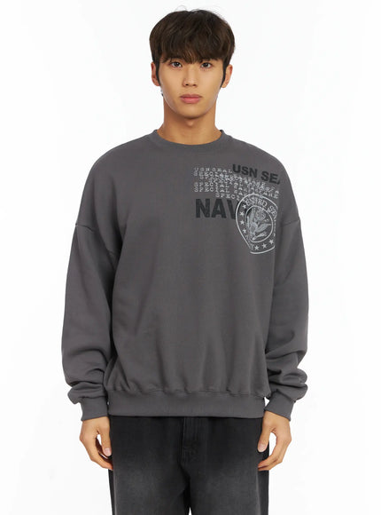 mens-usn-fleece-sweatshirt-ij514 / Dark gray