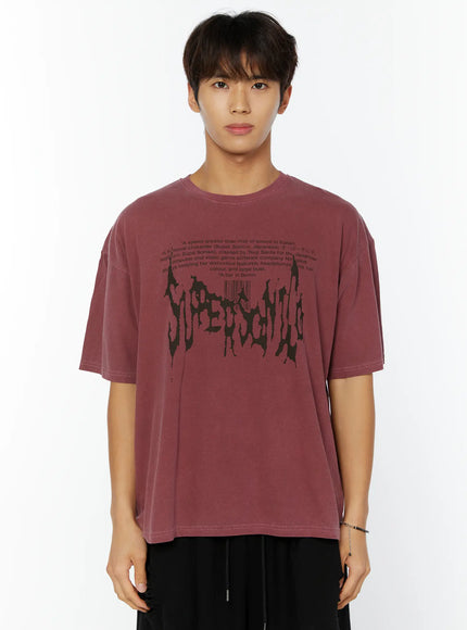 mens-pigment-dyed-graphic-tee-iy514 / Dark pink