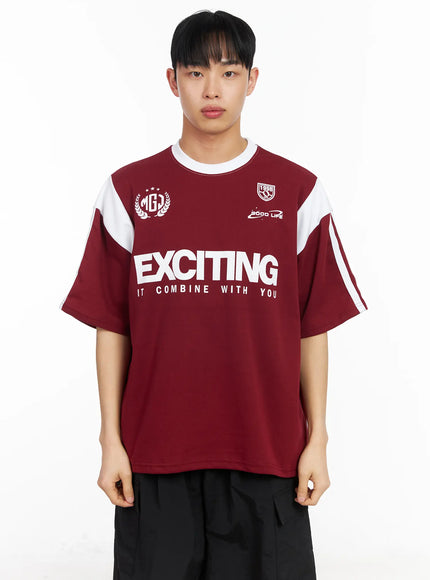 mens-graphic-varsity-t-shirt-ia502 / Dark red