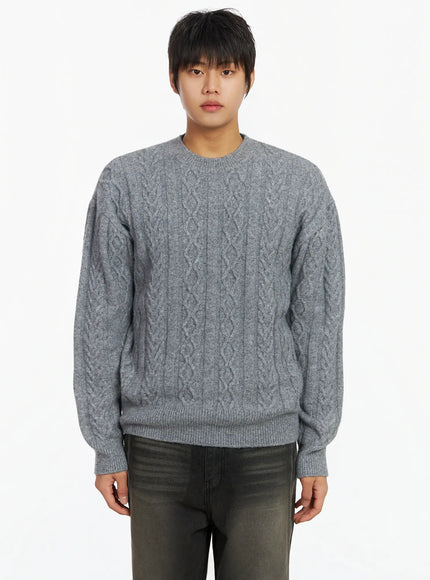 mens-cable-knit-sweater-if503 / Gray