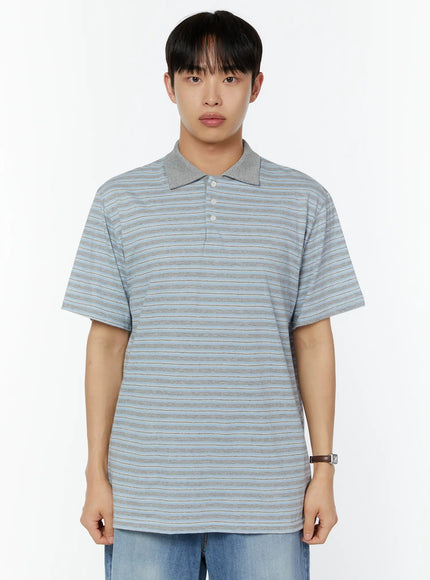 mens-striped-polo-shirt-iu516 / Gray